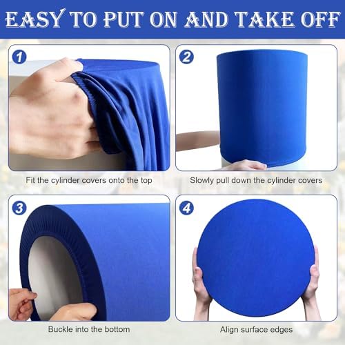 SaitiMade Set of 5 - Royal Blue Cylinder Pedestal Stand Covers - Image 5