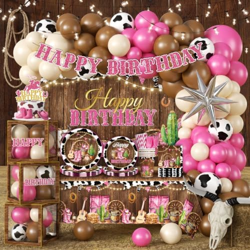 259PCS Cowgirl Birthday Decorations Girl Party Set Serves 25 by Unknown