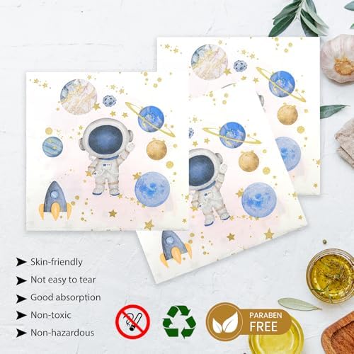 75PCS Space Birthday Party Supplies Decorations, Outer Space Theme Paper Plates and Napkins First Trip Around The Sun Disposable Parties Dessert Plates Dinnerware for Birthday Baby Shower Party Favor - Image 4