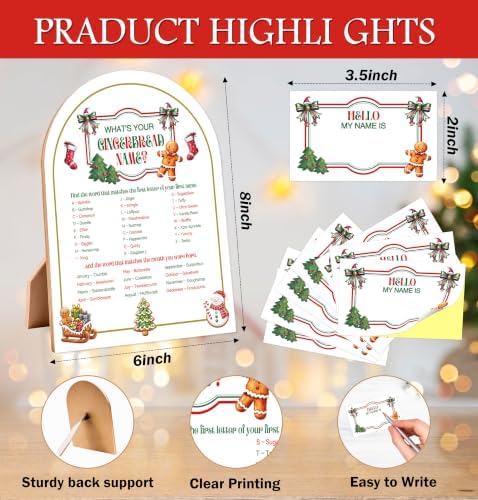 Christmas What's Your Gingerbread Name Game, Holiday Party Decor Sign - Image 2