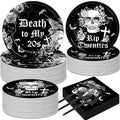 50 Guests 30th Birthday Plates and Napkins Party Supplies Death to My 20s Party Decorations Rip To My 20s Disposable Tableware Set Death To My Twenties Dinnerware Favor for Men Women, 200PCS by Qyeahkj