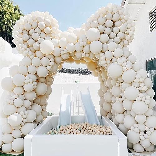 412pcs Sand White Balloon Garland Arch Kit 18 12 10 5 Inch Different Sizes Matte Neutral Latex Cream Balloons for Baby Shower Birthday Wedding Party Decoration - Image 4