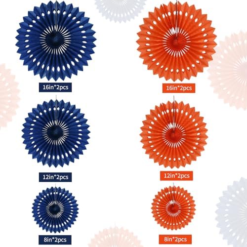 BEISHIDA Honeycomb Round Paper Fans Blue Orange Hanging Party Decoration - Image 2