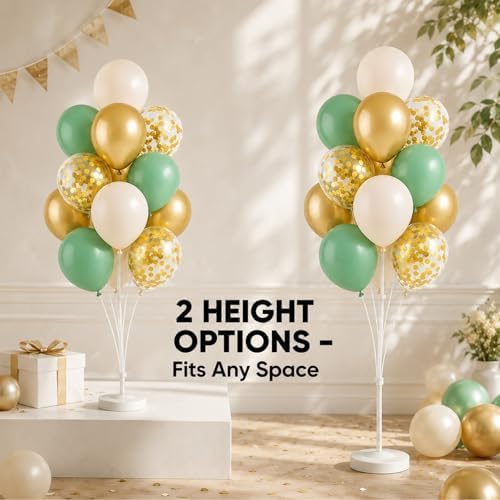 Sage Green Gold Balloon Column Stand Kit with Base Pole,for Party Decor - Image 3