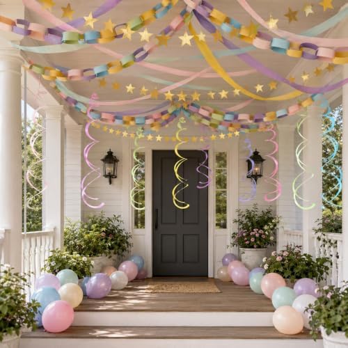Paper Chain Garland Kit, Pastel Colorful DIY Party Decorations Set - Image 4