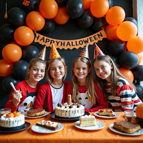 Black and Orange Balloons Garland Arch Kit, 412pcs Black Orange Halloween Balloons with Different Size for Graduation Halloween Harley Davidson Decorations - Image 6