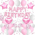Pink White Birthday Decorations for Girls Pink and White Birthday Balloon by BTZO