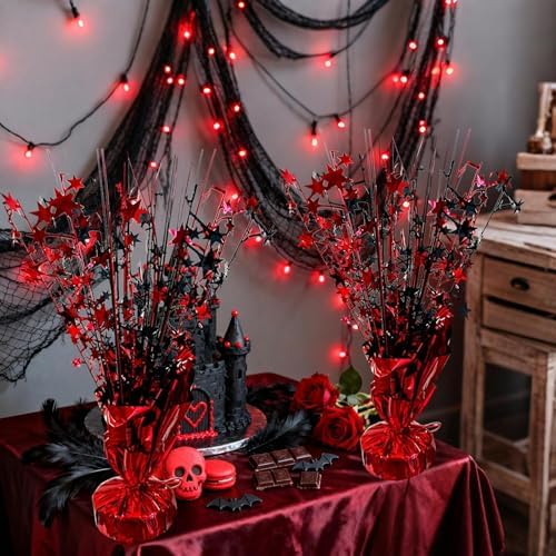 2 Pack Metallic Foil Spray Graduation Decorations Centerpiece Stars for Wedding, Birthday, Anniversary, Christmas Table Decor, Holiday Festival Baby Shower Mantle Party Red and Black - Image 3