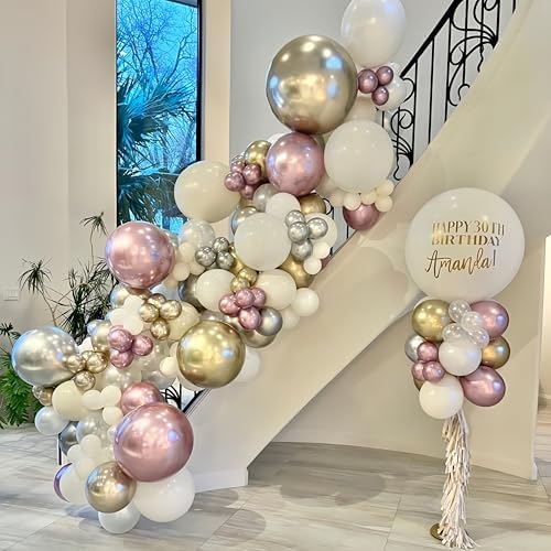 Pink White Winter Wonderland Snowflake Balloons Set, Metallic Light Pink Gold Silver White Snowflake Confetti Balloons for Girl Christmas Birthday Winter Onederland Baby Shower Xmas Party Decorations - Image 5