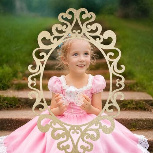 Aurelema Princess Mirror Photo Booth Props 15 x 23 Inches, Gold - Image 3