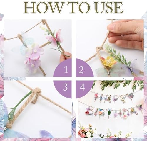 Norme 2 Pcs Butterfly Birthday Banner Decorations for Women Wildflower - Image 3
