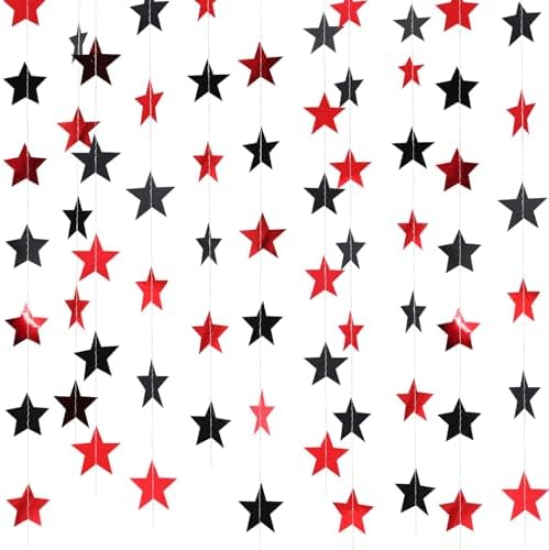 Patelai 130 ft Star Garland Banner Decor,Red,Black by Patelai