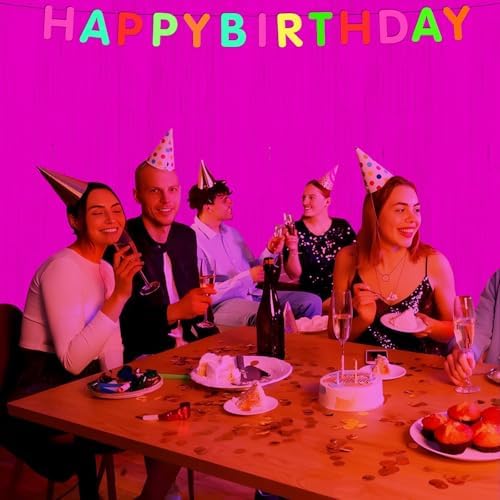 6 Pack 3.3Ft x 6.6Ft Hot Pink Glow in The Dark Foil Fringe Curtain Backdrop Party Supplies, Fluorescent Macaron Metallic Tinsel Foil Streamers Curtain Photo Booth for Neon Birthday Party Decorations - Image 7