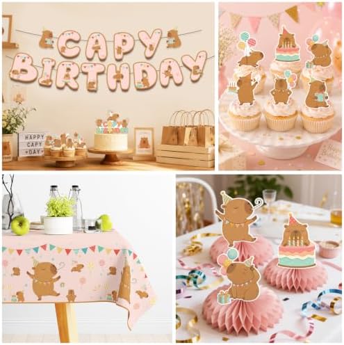 Xynic Pink Capybara Birthday Decorations Tableware Set Serves 25 Guests - Image 6