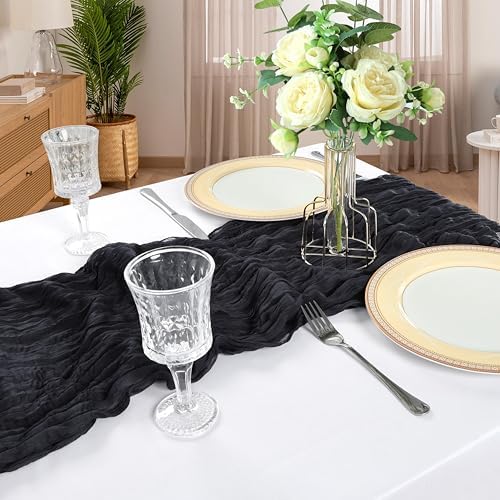 12 Pack 10Ft Black Cheesecloth Table Runner 23 x 120 Inch - Image 6