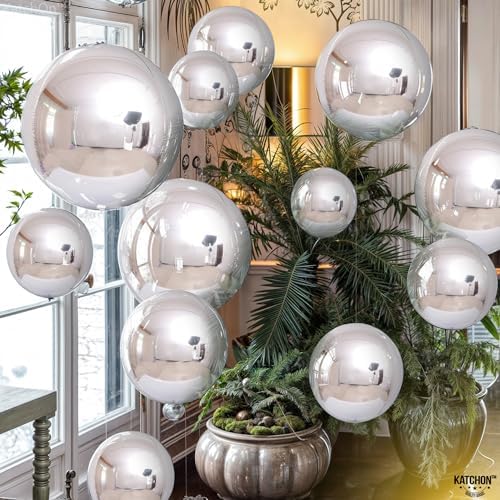 KatchOn Metallic Silver Balloons For Bachelorette Party Decorations 14 Pcs - Image 6
