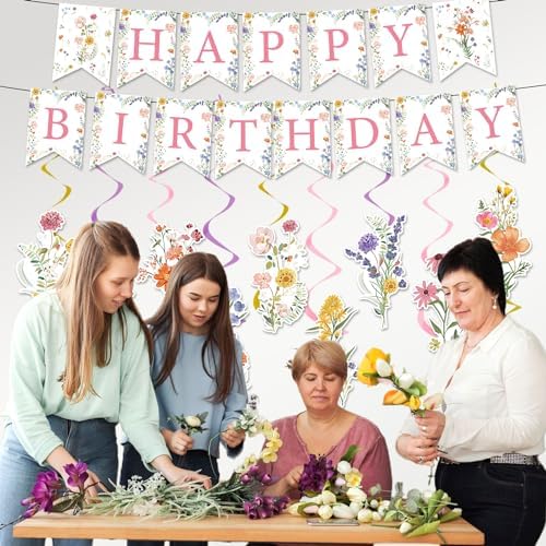 Rngmsi Flower Wildflower Birthday Party Decorations Banner Swirls - Image 5