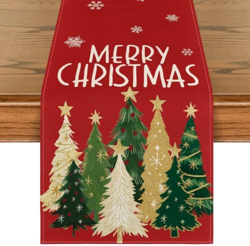 Artoid Mode Red Xmas Trees Table Runner Home Party Decor 13x72 Inch by ArtoidMode