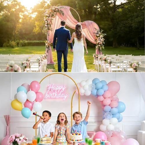 Arch Backdrop Stand and Cover Set of 2 Wedding Metal Arch Stand with Arch Cover White 7.2FT, 6FT for Wedding Party Bridal Baby Shower Birthday Ceremony Event Decor - Image 4