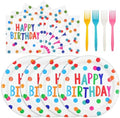 72PCS Happy Birthday Paper Plates and Napkins, Colorful Dot by Unknown