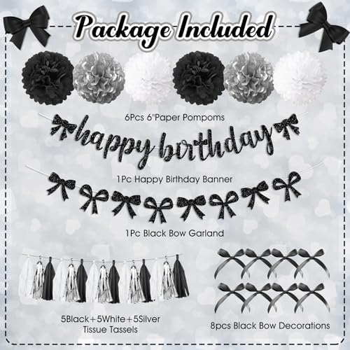 Black Bow Birthday Party Decorations Coquette Bow Decoration for Women Girl - Image 2
