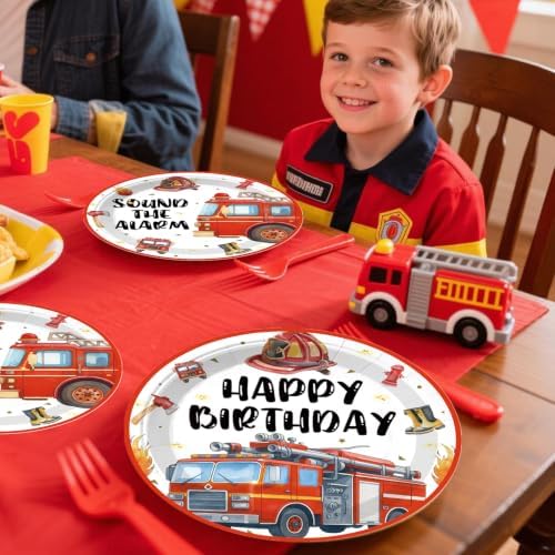 206Pcs cocomigo Firetruck Birthday Decorations Tableware Set, 25 Serves - Image 5