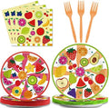 chiazllta 96 Pcs Fruits Paper Plates Tutti Summer Fruit Birthday Party Decorations Disposable Fruit Tableware Party Supplies Favors for 24 Guests by chiazllta