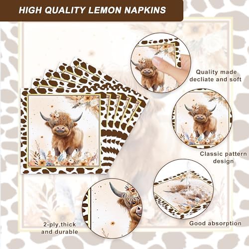 120PCS Boho Highland Cow Party Supplies for Boys girls Holy Cow Highland Themed Baby Shower Birthday Party Decorations Tableware Set Plates Napkins Cups Set for 20 Guests - Image 4