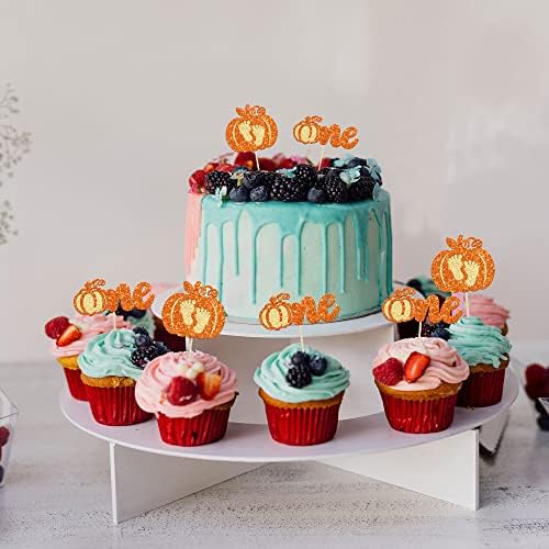 24Pcs Pumpkin One Cupcake Toppers Glitter Pumpkin Birthday Baby Shower Party Decorations Pumpkin 1st Birthday Cake Decorations Fall 1st Birthday Party Cupcake Picks - Image 5