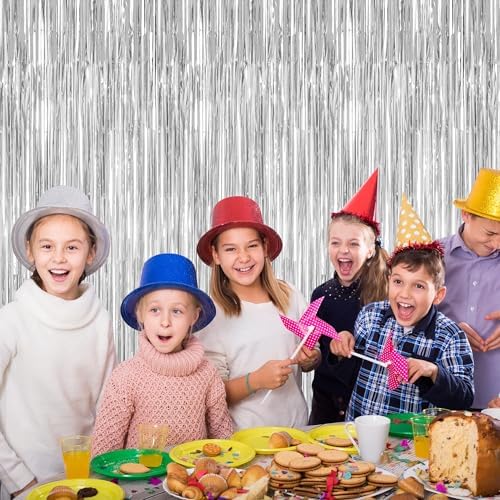 8 Pack Silver Backdrop, 3.28 FT x 7.05 FT Birthday Backdrop, Metallic Silver Tinsel Curtain Disco Party Streamer, Bachelorette Party Decorations Birthday Photo Booth Props - Image 6