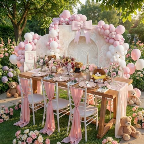 KIRE 350 PCS Pink Disposable Plates - Plastic Dinnerware Set for Wedding - Image 7