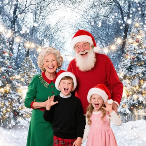 Winter Snowy Scene Forest Scene Backdrop Christmas Wonderland Snowflake Xmas Trees Landscape Photography Background for Family Holiday Party Decorations Banner Photo Studio Prop 5X3FT - Image 2