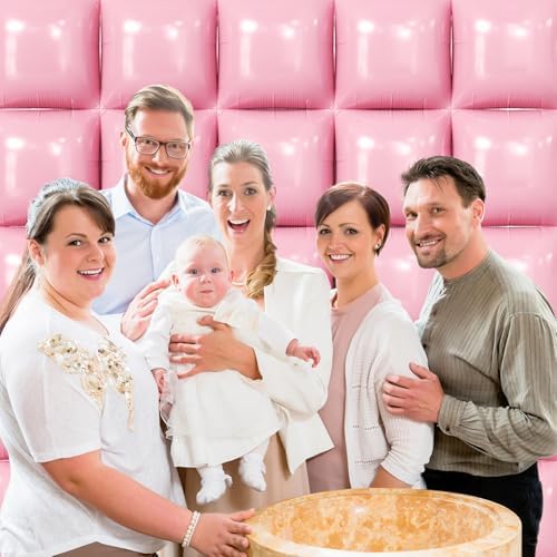 NISOCY 25PCS Pearl Light Pink Square Foil Balloons Wall Backdrop - Image 5