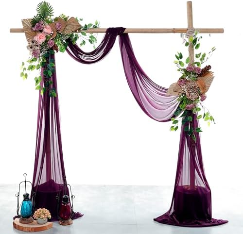 Pack of 2 Wedding Arch Drape Panel Fabric 30" x 75ft - Eggplant - Image 2