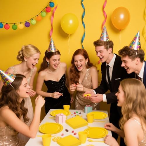 50PCS Yellow Paper Plates and Napkins, 7Inch Solid Yellow Dessert Plates - Image 7