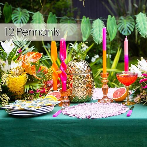 Talking Tables Reusable Tropical Party Decorations Palm Leaves Décor Leaf Garland Hawaiian Theme Party Tiki Bar Decoration for Safari Birthday Summer Green Luau Jungle Paper Length 8.5ft - Image 6
