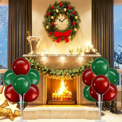TONIFUL 4 Set Dark Red Green Balloon Stand Balloon Centerpiece for Table - Image 6