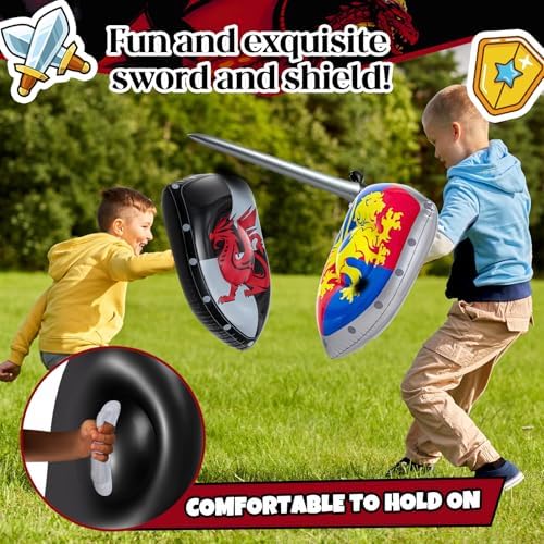 Poen 24 Pcs Inflatable Sword and Shield Medieval Knight Party,Lion, Dragon - Image 5