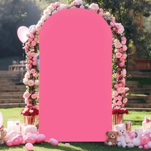 6.6 ft Arch Backdrop Cover Hot Pink - Double-Sided Spandex Arch Covers Stretchy Backdrop for Balloon Arches Birthday Party Baby Shower Banquet Wedding Photo Background - Image 7