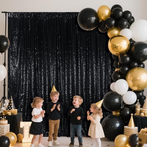 SquarePie 6x6ft Black Sequin Backdrop Glitter Background for Halloween - Image 5