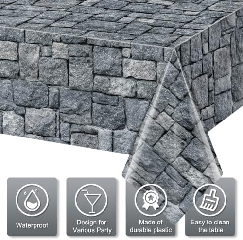 6 Pcs Stone Wall Plastic Tablecloths, Medieval Castle Party Decorations - Image 3
