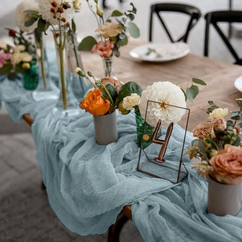 12 Pack Cheesecloth Table Runner, Runner Gauze Boho Wedding Decor Romantic Table Runner for Wedding Birthday Party(35" x 118")(Grayblue) - Image 4