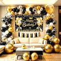 Black Gold Happy Birthday Party Balloon Decoration Set for Men Women by YinQin