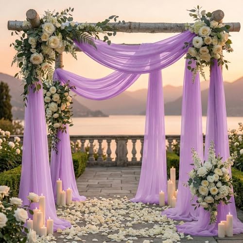 Pack of 1 Wedding Arch Drape Panel Fabric 30" x 20ft - Orchid - Image 4