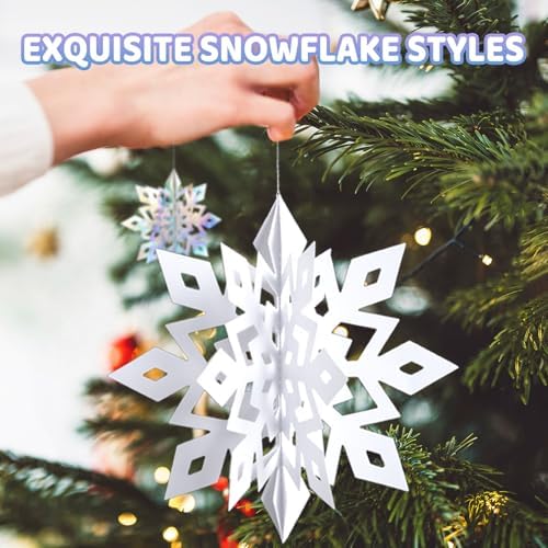 Snowflake Decorations, Paper Christmas Hanging Decor Indoor, 24-Pc - Image 6