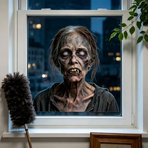 Halloween Window Clings Decorations Horror Zombie Ghost Window Stickers Static Spooky Glass Window Sticker Decals for Home Office Classroom Party Haunted House Seasonal Decor 1 Sheet - Image 3