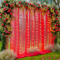 20×10ft Red Tulle Backdrop Curtain with Lights for Parties, Sheer Photo Backdrop Curtains for Wedding Party Photography Background by WishCare
