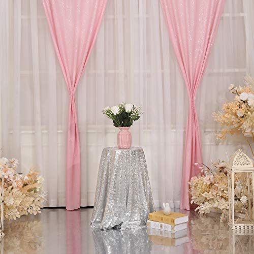 Poise3EHome Pink Sequin Backdrop Curtain, 2 Panels 2Ft x 8Ft Glitter Photography Background for Party Baby Shower Wedding Birthday Christmas Thanksgiving Halloween Decoration - Image 2