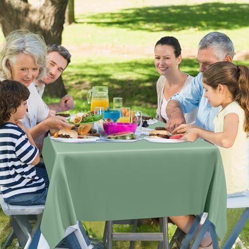 QZYL 12 Pcs Rectangle Tablecloth, 54 X 108 Inches Plastic Table Cover, Sagegreen Disposable Table Cloth Party Decorations, Robust Table Cover Birthday Party, Baptism Decorations and Home Essentials - Image 7