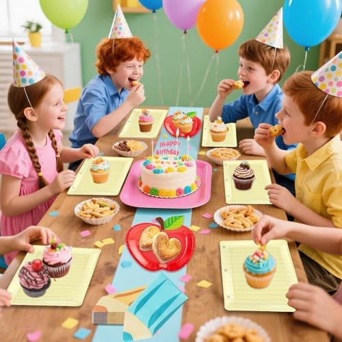 Apple Paper Plates with Napkins, Back to School Party Set, Serves 50 - Image 5
